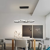 זול אורות תליון-אור תקרה לד 80W 4 עיגולים מתכוונן גובה LED מודרני תקרה אור זהב ושחור מתאים לחדר אוכל וחדר שינה ac110v ac220v