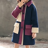 cheap Girl&#039;s Trench Coats-Girls&#039; 3D Kids Winter Jacket Color Block Coat Long Sleeve Spring Fall Active Adorable Kids 3-12 Years Regular Fit