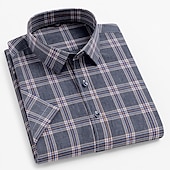 cheap Men&#039;s Non Iron Shirts-Men&#039;s Dress Shirt Casual Shirt Plaid  Check Shirt  Graphic Prints Square Neck Light Yellow Light Pink Black / Gray White / Green Sea Blue Casual Daily Short Sleeve collared shirts Clothing Apparel