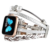 billiga Apple Watch-band-Smyckesarmband Kompatibel med Apple Watch klockband 38mm 40mm 41mm 42mm 44mm 45mm 49mm Lyx PU-läder Ersättningsurband för iwatch Series Ultra 8 7 6 5 4 3 2 1 SE