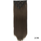 levne Clip in Extensions-yaki rovné syntetické vlasy 24 palcové prodloužení vlasů clip in / na 1ks / balení hladké dámské dívčí