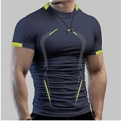 cheap Men&#039;s Active Tees &amp; Tanks-Men&#039;s Compression Shirt Running Shirt Short Sleeve Tee Tshirt Athletic Athleisure Summer Breathable Moisture Wicking Soft Fitness Running Walking Sportswear Activewear Solid Colored Dark Grey Black