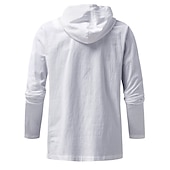 preiswerte Freizeithemden für Herren-Herren Hemd Sommerhemd Strandhemd Feste Farbe Strasse Casual Schwarz Weiß Blau Khaki Langarm Mit Kapuze Sommer Bekleidung