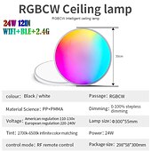 abordables Luces de techo regulables-rgbcw a todo color atenuación inteligente y combinación de colores lámpara de techo del dormitorio 24w wifi aplicación de graffiti lámpara de techo de voz bluetooth se puede programar 2.4g se puede
