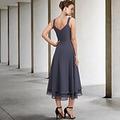 preiswerte Mit Jacke-A-Linie Mutter der Braut Kleid elegant V-Ausschnitt Tee-Länge Chiffon Spitze ärmellos Jackenkleider mit Tierung einfarbig maßgeschneiderte Größe kostenlos