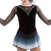 Figure Skating Dress Women's Girls' Ice Skating Dress Black High Elasticity Training Competition Skating Wear Crystal / Rhinestone Long Sleeve Ice Skating Figure Skating / Winter4