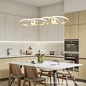 זול אורות תליון-אור תקרה לד 80W 4 עיגולים מתכוונן גובה LED מודרני תקרה אור זהב ושחור מתאים לחדר אוכל וחדר שינה ac110v ac220v