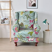 cheap Armchair Cover &amp; Armless Chair Cover-1 Set of 2 Pieces Stretch Wingback Chair Cover Floral Printed Wing Chair Slipcovers Spandex Fabric Wingback Armchair Covers with Elastic Bottom for Living Room Bedroom Decor