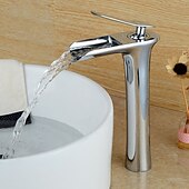 cheap Classical-Bathroom Sink Faucet,Brass Waterfall Centerset Single Handle One Hole Bath Taps