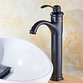 abordables Clásico-Grifo monomando para baño, cascada/juego central de un orificio de latón, grifo de lavabo de baño tradicional de latón que contiene agua fría y caliente