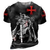 tanie Koszulki z wiarą-Męskie Dla obu płci Krzyż templariuszy Wzory graficzne Soldier Podkoszulek przetarta koszulka Krótki rękaw Podkoszulek Druk 3D Półgolf Koszula Sport Designerskie Codzienny Na zewnątrz Ulica Codzienny
