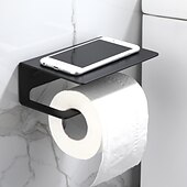 cheap Toilet Paper Holders-Toilet Paper Holder Multi-Functional Storage Roll Paper Holder Black Matt Space Aluminum