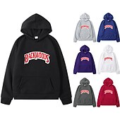 baratos Moletons masculinos com capuz-Homens Letra Moletom Moletons Moletom Manga Longa Moletom com capuz Com Capuz Legal Para Noite Scarlet antes e depois Grande vermelho antes de grande Inverno Designer