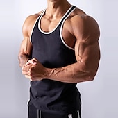 cheap Men&#039;s Active Tees &amp; Tanks-Men&#039;s Running Tank Top Workout Tank Singlet Stripe-Trim Sleeveless Top Athletic Athleisure Summer Cotton Breathable Quick Dry Soft Fitness Performance Active Training Sportswear Activewear Stripes