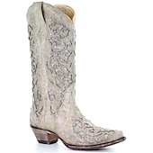 levne Cowboy &amp; Western Boots-dámské vintage westernové kovbojské boty zdobené drahokamy, vyšívaný kožený design pro svatby a zvláštní příležitosti