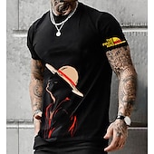 voordelige Cartoon- en filmkarakterafbeelding-One Piece Aap D. Luffy T-Shirt Anime Cartoon Anime 3D Klassiek Street Style Voor Voor Stel Voor heren Dames Volwassenen 3D afdrukken