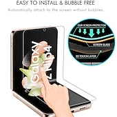 olcso Samsung-képernyővédők-[2+2 csomag] Képernyővédő fólia + kamera lencsevédő fólia Kompatibilitás Samsung Galaxy Z-átfordítás 7 Z Flip 6 Z Flip 5 Z Flip 4 Z Flip 3 TPU hidrogél 9H erősség Magától gyógyuló Anti Bubbles