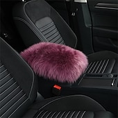 abordables Reposacabezas para coche-Funda de Consola Central de Auto Universal Funda de Apoyabrazos de Piel de oveja de cuero genuino Protector Esponjoso