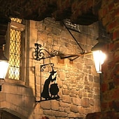 levne Halloween venkovní dekorace-halloween čarodějnický kotel silueta nástěnná výzdoba - venkovní kovový čarodějnický kotlík nástěnná ozdoba, halloween strašidelná závěsná kovová nástěnná cedule pro dekorace na zahradní párty