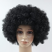 olcso Party Parókák-karneváli parókák molett yaki afro göndör bob paróka közepes hosszúságú barna szintetikus haj férfi nő gyerekek aranyos cosplay piros színű karneváli parókák halloween parókák
