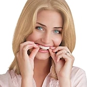 abordables Soins Personnels &amp; Santé-accolades de simulation accolades de simulation en silicone dents sourire, placages de dents mordantes - les dents supérieures et inférieures sont utilisées pour l&#039;enseignement du blanchiment pour couvrir les dents imparfaites et vous faire sourire instan