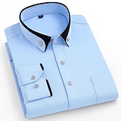 preiswerte Button-Down-Hemden für Herren-Herren Oberhemd Hemd Bügelfreies Hemd Solide / einfarbig Hochzeit Wein Schwarz Weiß Rosa Langarm Umlegekragen Ganzjährig Bekleidung