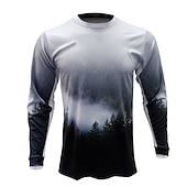 voordelige Heren shirts-Voor heren Downhill Jersey Lange mouw Fietsen Shirt Kleding Bovenlichaam met 3 achterzakken Ademend Sneldrogend Zacht Comfortabel Zwart Leger Groen Marine Blauw Grafisch Polyester Spandex Sport