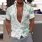 abordables Chemise vintage-Homme Hawaiian Aloha Nautique Chemise Chemisette Chemise d&#039;été Chemise hawaïenne Manche Courte Mode Design Décontractées Extérieur Casual Vacances Eté Printemps Col rabattu Imprimer Bouton bas Bleu