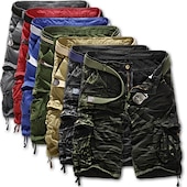 preiswerte Klassiker-Herren Cargo Shorts Kurze Hosen Kurze Hose für Wanderer Militär Sommer Außen Regular Fit 10&quot; Ripstop Atmungsaktiv Multi Pocket Unten Tasche Dunkelgrau Schwarz Baumwolle Laufen Camping / Wandern