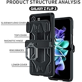 levne Pouzdra pro Samsung-telefon Carcasă Pro Samsung Galaxy Z Flip 4 Z Flip 3 Pro náročný provoz Držák na prsteny Magnetické Chránič objektivu fotoaparátu Jednobarevné PC