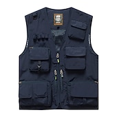 billiga Herrars fiskeväst-Herr Väst Gilet Fiskeväst Vandringsväst Ärmlös väst Gilet Jacka Utomhus Gata Helgdag Dagliga kläder Streetwear Elegant och modernt Sommar Vår Ficka Polyester Andningsfunktion Snabb tork Ren färg