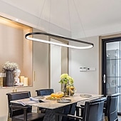 economico Luci Isola cucina-Lampada a sospensione a led 1 luce 70c/90m 40w design ovale rettangolo alluminio finiture verniciate nere lampada moderna per sala da pranzo ristorante bar 110-240v solo dimmerabile con telecomando