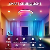 abordables Plafonniers à intensité variable-plafonnier intelligent 12 pouces 30w rvb changement de couleur bluetooth contrôle de l&#039;application wifi 2700k-6500k dimmable synchronisation avec la musique compatible avec alexa google home