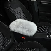 abordables Reposacabezas para coche-Funda de Consola Central de Auto Universal Funda de Apoyabrazos de Piel de oveja de cuero genuino Protector Esponjoso
