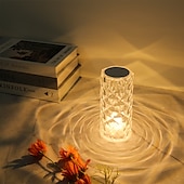 cheap Decorative Lights-Crystal Light Lamp Color Changing Lamps Table Lamp with Touch Control Diamond LED Night Light Rechargeable Rose Romantic Date Lighting Decor for Festival, Home, Restaurant, Bar