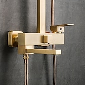 economico Rubinetti doccia-rubinetto della doccia, sistema doccia doccia a pioggia sistema di soffione body jet massaggio set doccia inclusa soffione doccia sonoro doccia a pioggia antico stile vintage nichel spazzolato
