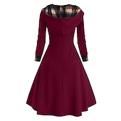 Damskie Sukienka midi Sukienka w kratę Codzienne sukienki Sukienka ołówkowa Moda Zimowe ubranie Urlop Codzienny Luźna Kratka Kolorowy blok Długi rękaw Kaptur Czarny Czerwony Wiosna Jesień Zima tanie Sukienki koszulowe-Damskie Sukienka midi Sukienka w kratę Codzienne sukienki Sukienka ołówkowa Moda Zimowe ubranie Urlop Codzienny Luźna Kratka Kolorowy blok Długi rękaw Kaptur Czarny Czerwony Wiosna Jesień Zima