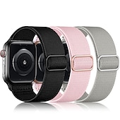 お買い得  Apple Watch Bands-3パック Solo Loop と互換性があります Apple Watch ウォッチバンド 38mm 40mm 41mm 42mm 44mm 45mm 49mm 弾性ある メタルクラスプ 伸縮性 ナイロン 交換用時計バンド のために iwatch Ultra 2 Series 9 8 7 SE 6 5 4 3 2 1