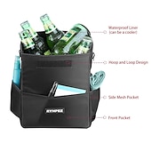 cheap Car Organizers-Car Trash Can with Lid - Car Trash Bag Hanging with Storage Pockets Collapsible and Portable Car Garbage Bin