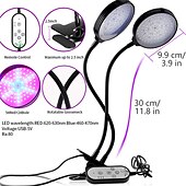 お買い得  植物育成ライト-1/2 個成長ライト led フルスペクトル phytolamps usb 成長ライトとタイマー制御デスクトップクリップ phyto ランプ植物のための苗花成長ボックス