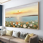 abordables Pinturas de paisajes-Mintura hecho a mano textura gruesa flores paisaje pintura al óleo sobre lienzo arte de la pared decoración cuadro abstracto moderno para la decoración del hogar enrollado sin marco pintura sin