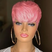 economico Parrucche trendy sintetiche-Parrucche corte sintetiche per capelli corti per donne nere acconciature corte per donne parrucca capelli corti