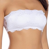 cheap Bras &amp; Bralettes-Women&#039;s Lace Bras Padded Bras Tube Bra Strapless Bras Full Coverage Scoop Neck Breathable Invisible Lace Pure Color Pull-On Closure Date Party &amp; Evening Casual Daily  1 PC Home Outfits