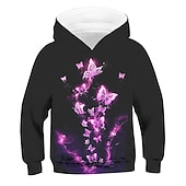 levne Dívčí 3D vize &amp; záření-Dívčí 3D Zvíře Motýl Kapuce Dlouhý rukáv 3D tisk Podzim Zima Módní Šik ven Rozkošný Děti 3-13 let Venkovní Denní Vevnitř Běžný