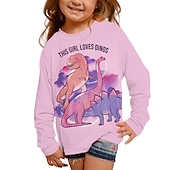 Girls' 3D Animal Dinosaur Letter T shirt Long Sleeve 3D Print Fall Winter Active Fashion Daily Kids 3-12 Years Outdoor Daily Regular Fit cheap Girl's 3D Animals-Girls' 3D Animal Dinosaur Letter T shirt Long Sleeve 3D Print Fall Winter Active Fashion Daily Kids 3-12 Years Outdoor Daily Regular Fit
