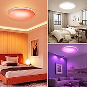 abordables Plafonniers à intensité variable-plafonnier intelligent 12 pouces 30w rvb changement de couleur bluetooth contrôle de l&#039;application wifi 2700k-6500k dimmable synchronisation avec la musique compatible avec alexa google home