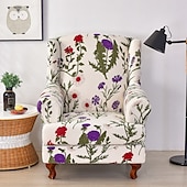 cheap Armchair Cover &amp; Armless Chair Cover-1 Set of 2 Pieces Stretch Wingback Chair Cover Floral Printed Wing Chair Slipcovers Spandex Fabric Wingback Armchair Covers with Elastic Bottom for Living Room Bedroom Decor