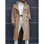 preiswerte Herren-Blazer &amp; -Anzüge-Herren Wintermantel Peacoat Geschäft Casual Winter Polyester Windundurchlässig warm halten Oberbekleidung Bekleidung Stilvoll Casual nicht druckbar Einfarbig Tasche Ständer Einreihiger Verschluss