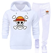 levne Kreslená a filmová postava-One Piece Film: červená Opice D. Luffy Kalhoty Úbory Kapuce Anime Přední kapsa Grafika Pro Pro páry Pánské Dámské Dospělé Horká ražba