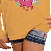 Girls' 3D Animal Dinosaur Letter T shirt Long Sleeve 3D Print Fall Winter Active Fashion Daily Kids 3-12 Years Outdoor Daily Regular Fit cheap Girl's 3D Animals-Girls' 3D Animal Dinosaur Letter T shirt Long Sleeve 3D Print Fall Winter Active Fashion Daily Kids 3-12 Years Outdoor Daily Regular Fit